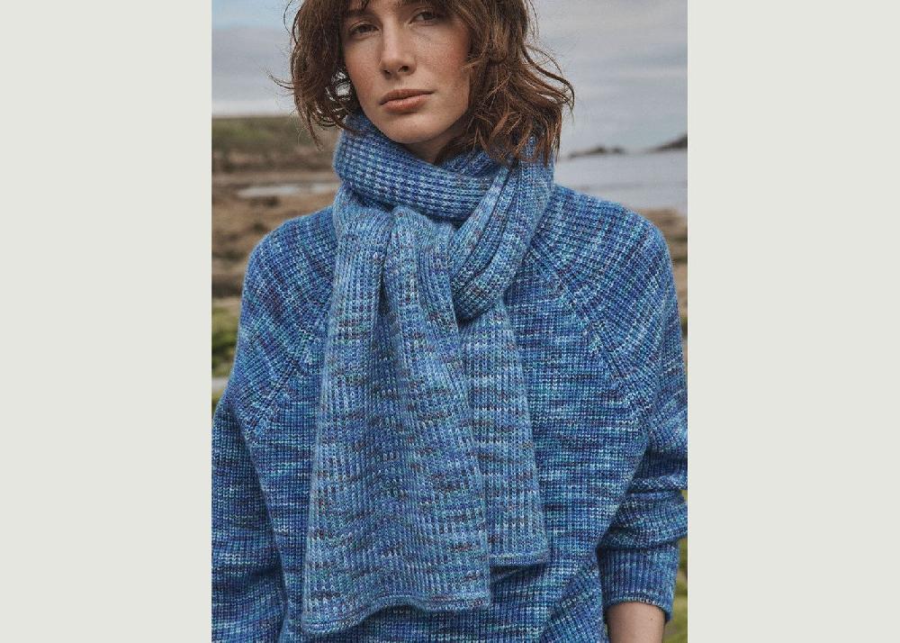 L'exception Écharpe Camélia Bleu Lafrançaise Mailles In France