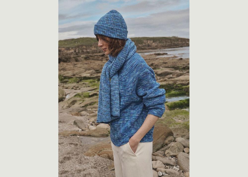 L'exception Écharpe Camélia Bleu Lafrançaise Mailles In France