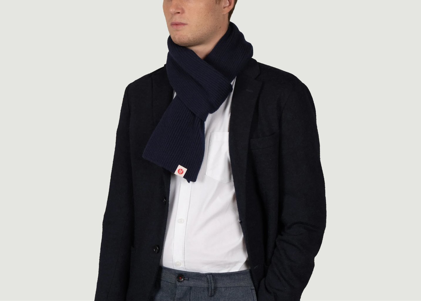 l'exception Echarpe Chaleureuse Bleu Navy Bleu Marine Henry Paris