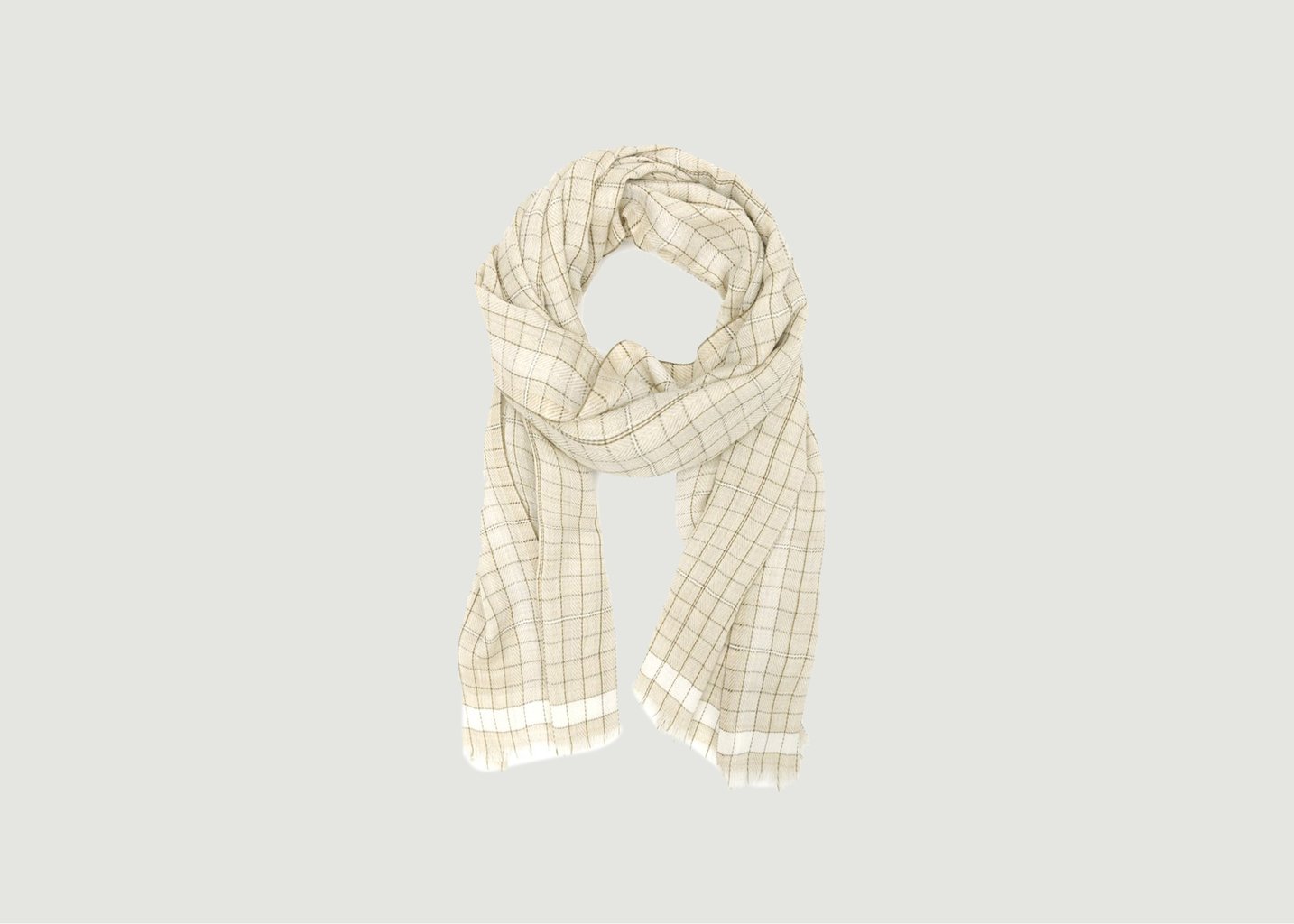 L'exception Echarpe En Laine à Carreaux Nº557 Beige Moismont