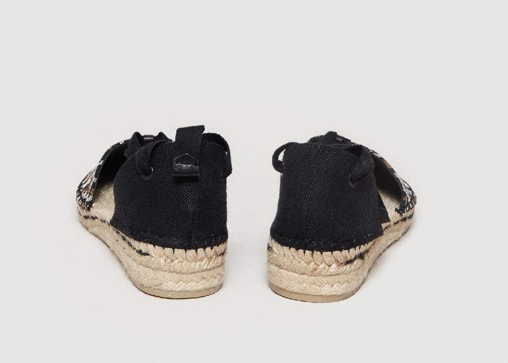 L'exception Espadrilles Plates Motif Léopard Gabriela Noir Castañer
