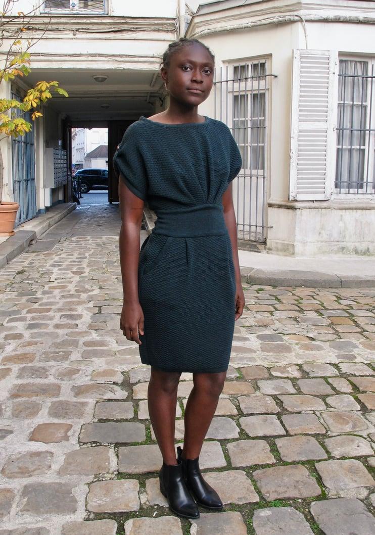 L'exception Faryn Robe En Maille Texturée Vert Sapin Erotokritos