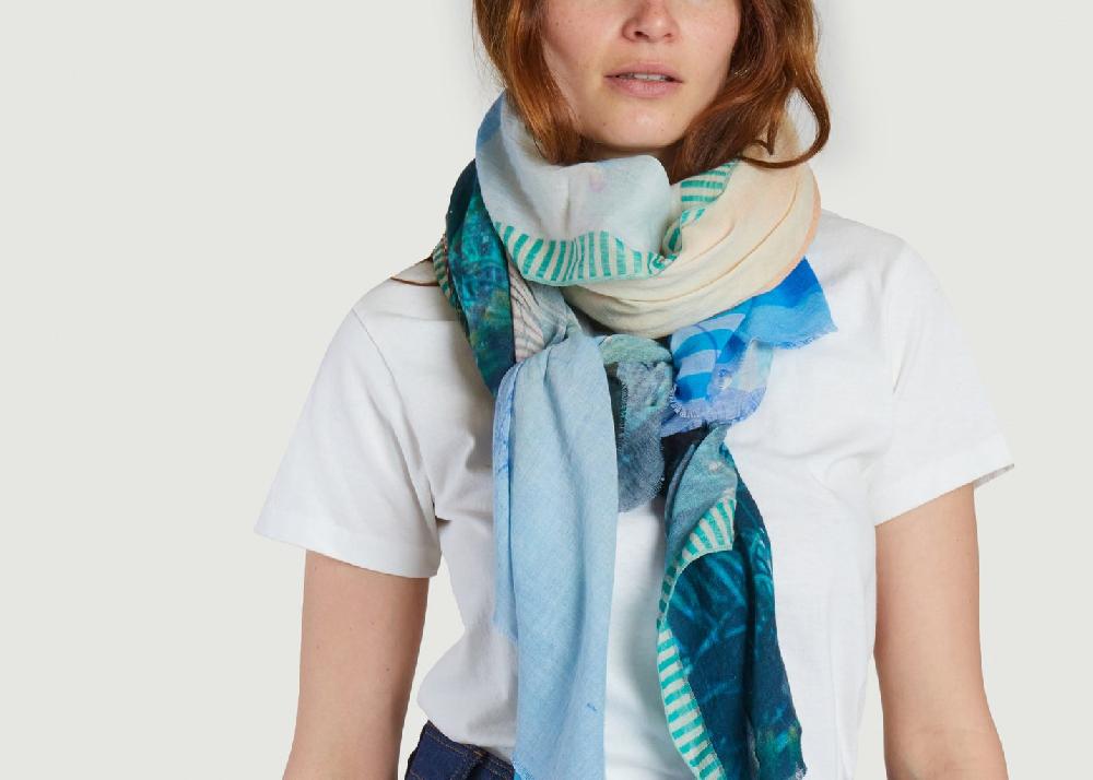 L'exception Foulard Imprimé En Coton Et Laine Oahula Multicolore Becksondergaard
