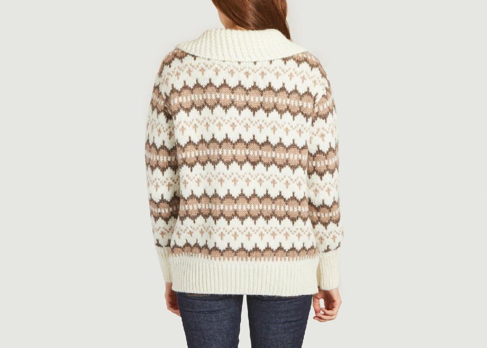 L'exception Gilet Ample En Lainage Jacquard Theo Ecru The New Society