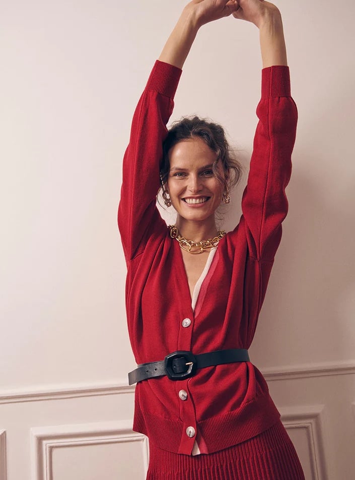 L'exception Gilet Annabelle Rouge Foncé Lafrançaise Mailles In France