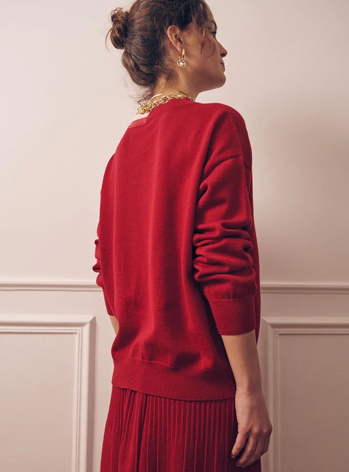 L'exception Gilet Annabelle Rouge Foncé Lafrançaise Mailles In France