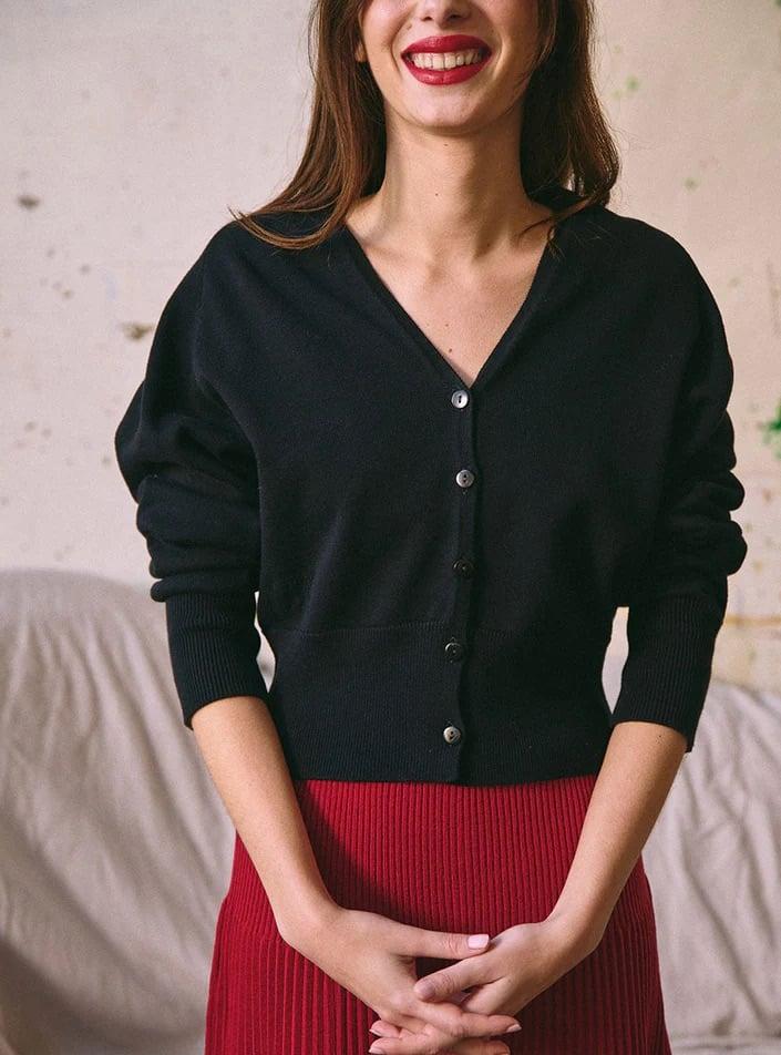 L'exception Gilet Bertille Noir Lafrançaise Mailles In France