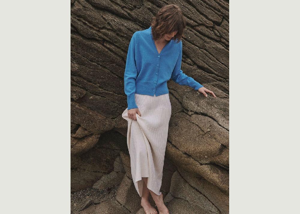 L'exception Gilet Carole Bleu Lafrançaise Mailles In France