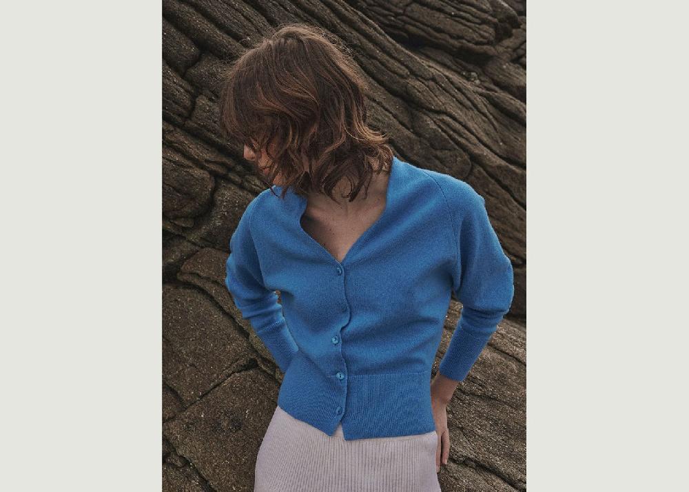 L'exception Gilet Carole Bleu Lafrançaise Mailles In France