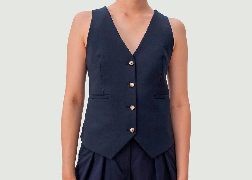 l'exception Gilet sans manche de tailleur 3 pièces Lisbonne Bleu Marine 17H10