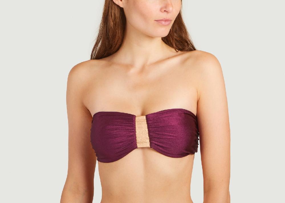 l'exception Haut de maillot bain Marie Wine Glossy Bronze Albertine