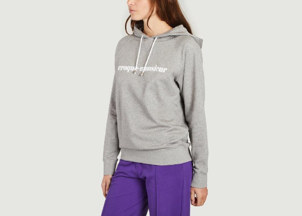 L'exception Hoodie Avec Lettrage Croque Monsieur Samedi Gris La Petite Française