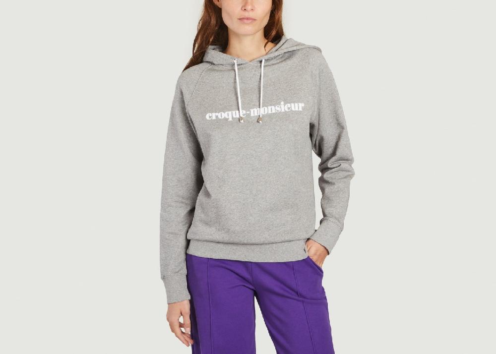 l'exception Hoodie avec lettrage croque monsieur Samedi Gris La Petite Française