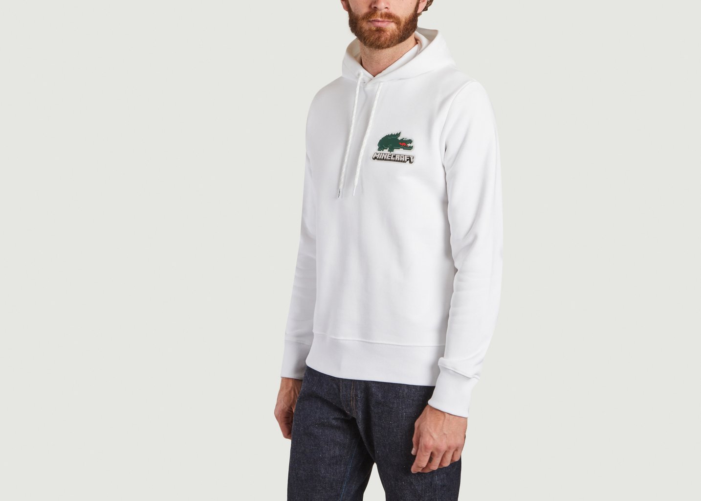 L'exception Hoodie En Coton Bio Lacoste X Minecraft Blanc Lacoste