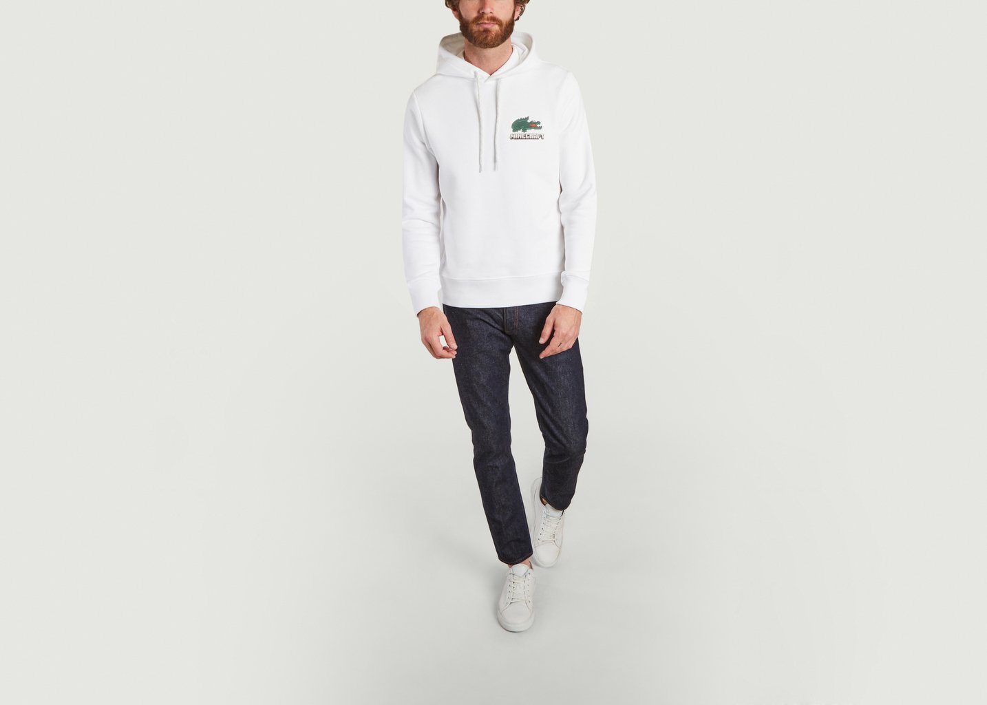 L'exception Hoodie En Coton Bio Lacoste X Minecraft Blanc Lacoste
