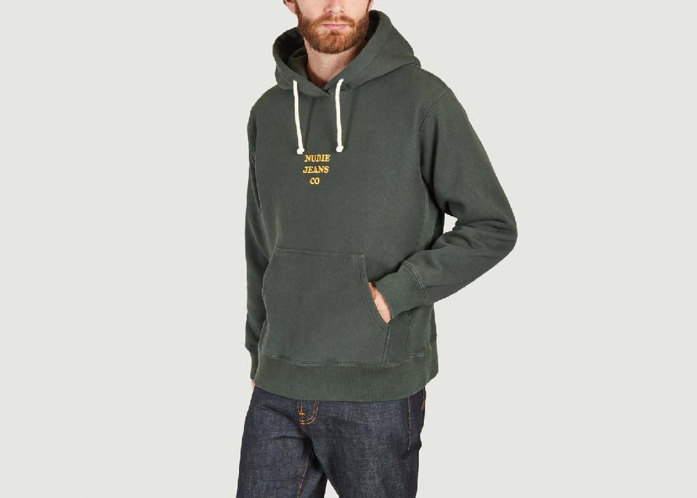 L'exception Hoodie Fredrik NJCO70 Vert Foncé Nudie Jeans