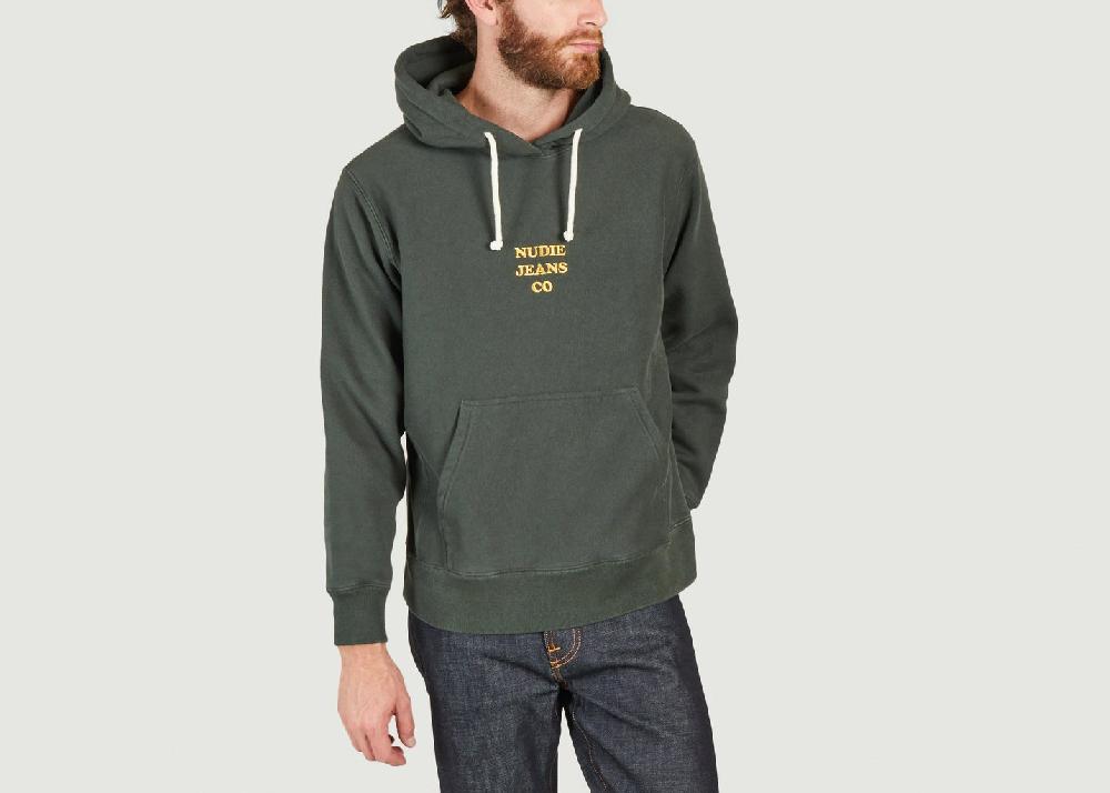 l'exception Hoodie Fredrik NJCO70 Vert Foncé Nudie Jeans