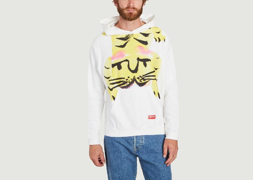 l'exception Hoodie imprimé Akae Bowing Tiger Blanc Kenzo