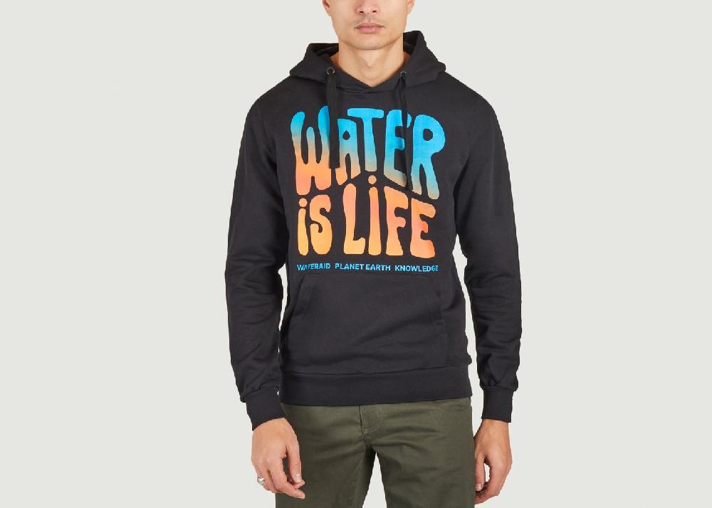 l'exception Hoodie imprimé Wateraid Noir Knowledge Cotton Apparel