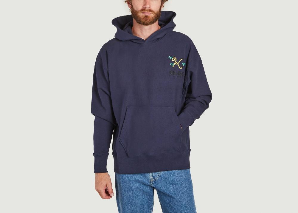 l'exception Hoodie oversize avec broderie Tiger Tale K Bleu Marine Kenzo