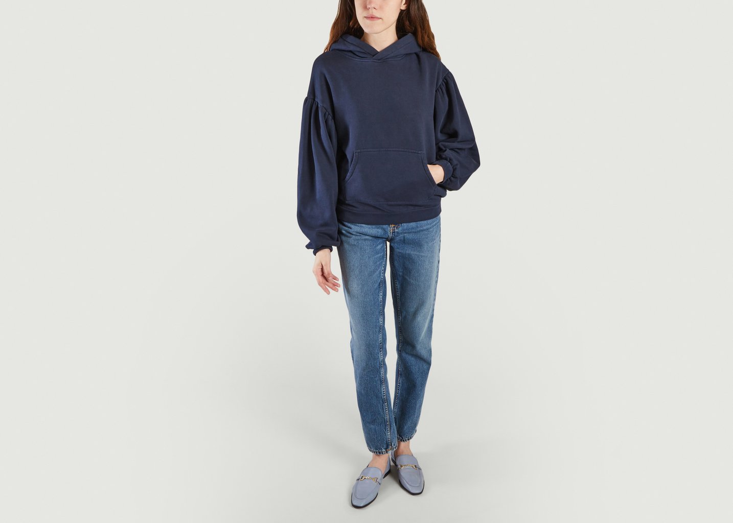 L'exception Hoodie Shirring Bleu Marine Levi's Made And Crafted