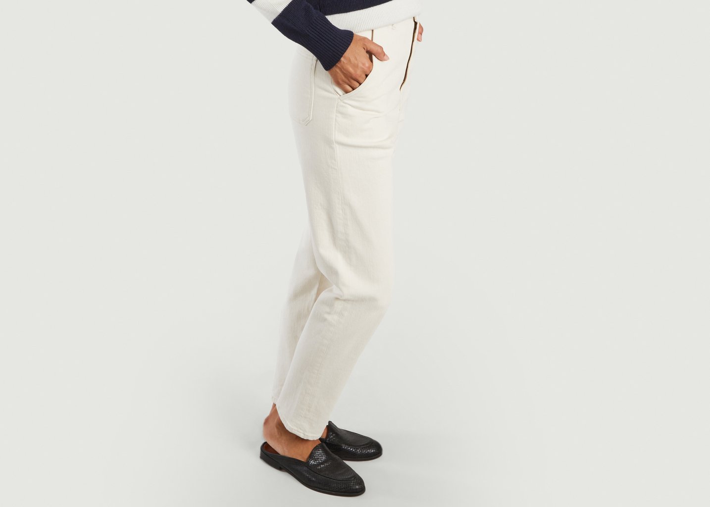 L'exception Jean Boyfriend Marine En Velours Ecru Sessùn