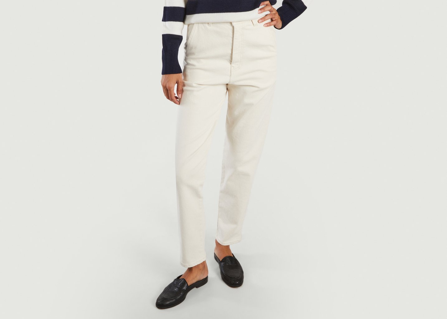 l'exception Jean boyfriend Marine en velours Ecru Sessùn
