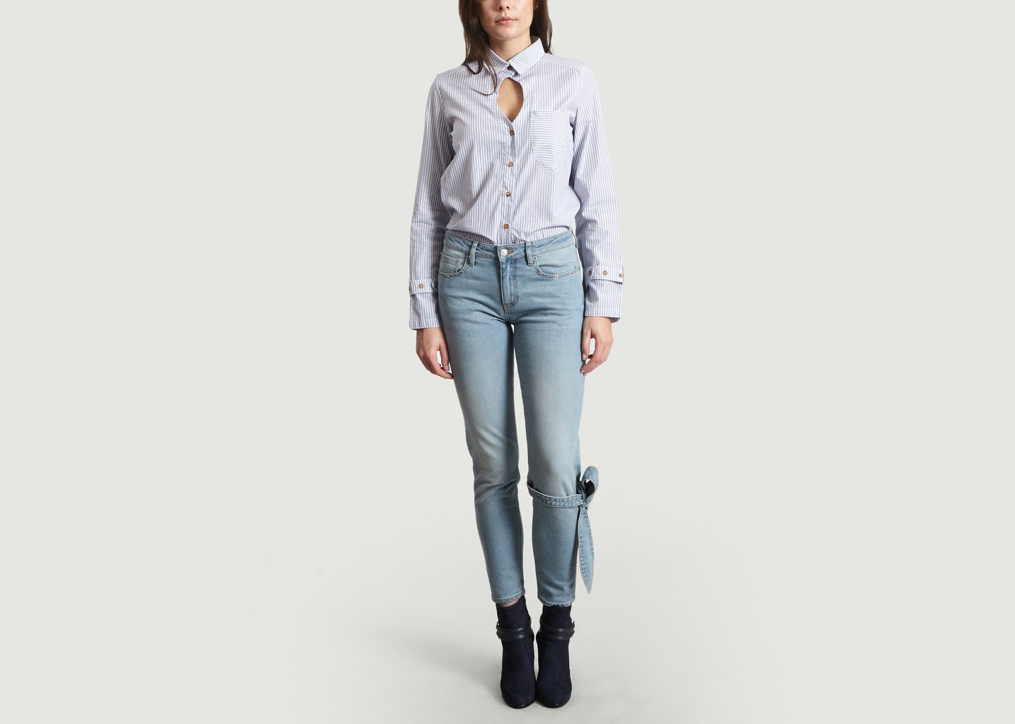 L'exception Jeans Slim 7/8 Noeud Denim VICTORIA/TOMAS