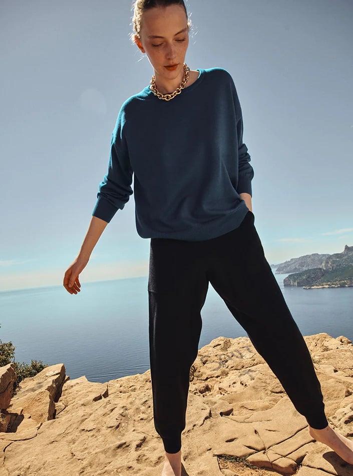 L'exception Joggpant Adrienne Bleu Marine Lafrançaise Mailles In France