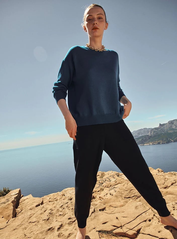 L'exception Joggpant Adrienne Bleu Marine Lafrançaise Mailles In France