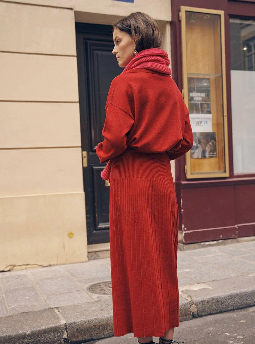 L'exception Jupe Alexandra Rouge Lafrançaise Mailles In France