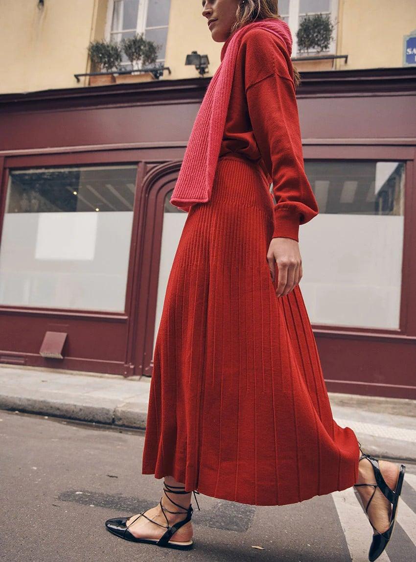 L'exception Jupe Alexandra Rouge Lafrançaise Mailles In France