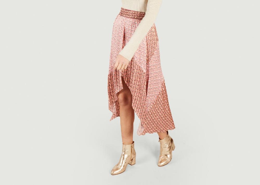 L'exception Jupe Asymétrique Imprimée Jivio Rose Maje