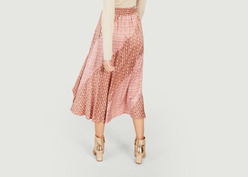 L'exception Jupe Asymétrique Imprimée Jivio Rose Maje