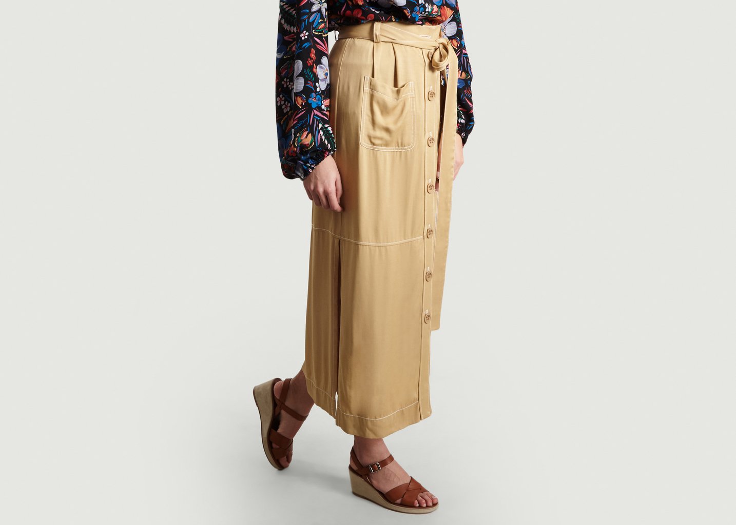 L'exception Jupe Boutonnée En Gabardine Fluide Ocre See By Chloé