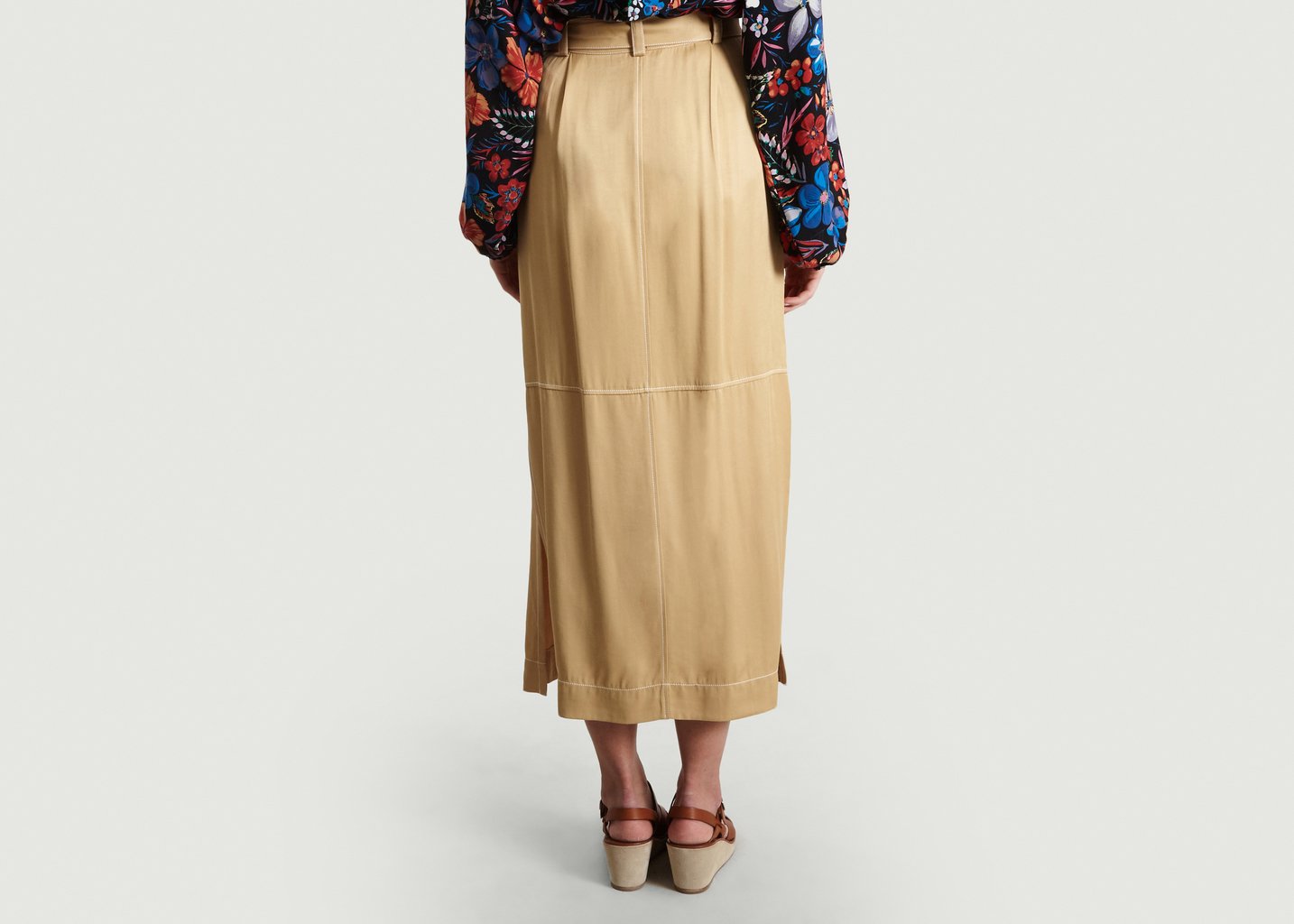 L'exception Jupe Boutonnée En Gabardine Fluide Ocre See By Chloé