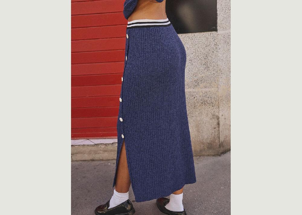 L'exception Jupe Charlotte Bleu Marine Lafrançaise Mailles In France