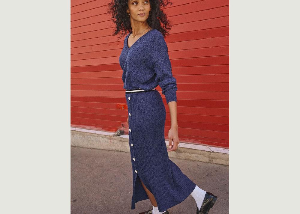 L'exception Jupe Charlotte Bleu Marine Lafrançaise Mailles In France