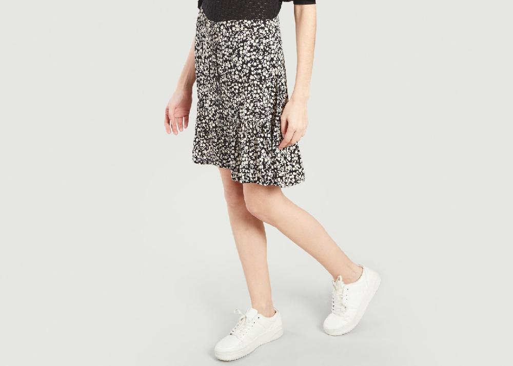 L'exception Jupe Courte Boutonnée Motif Fleuri Othile Noir Petite Mendigote Paris