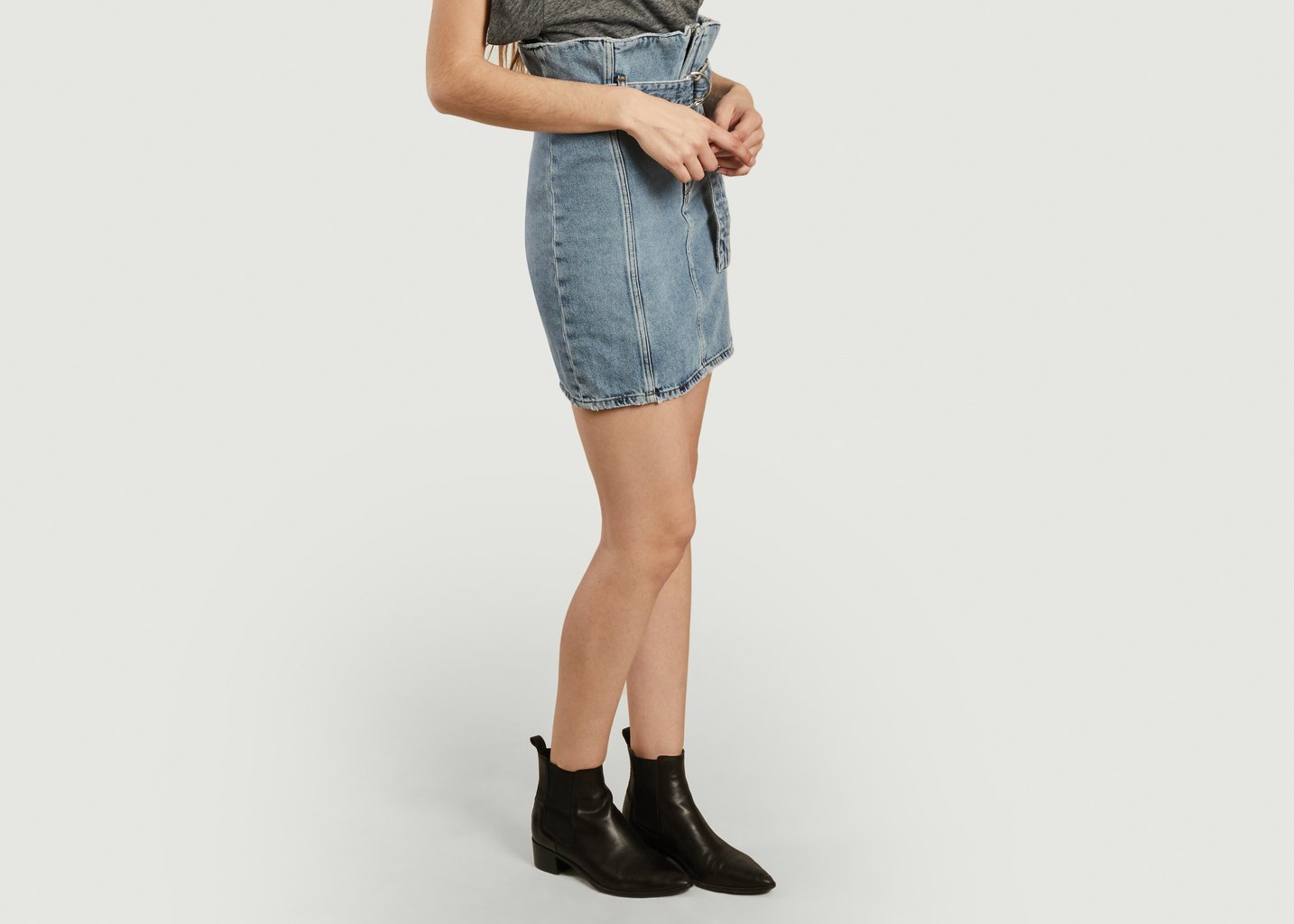 L'exception Jupe Courte Ceinturée En Jean Melay Denim IRO Paris