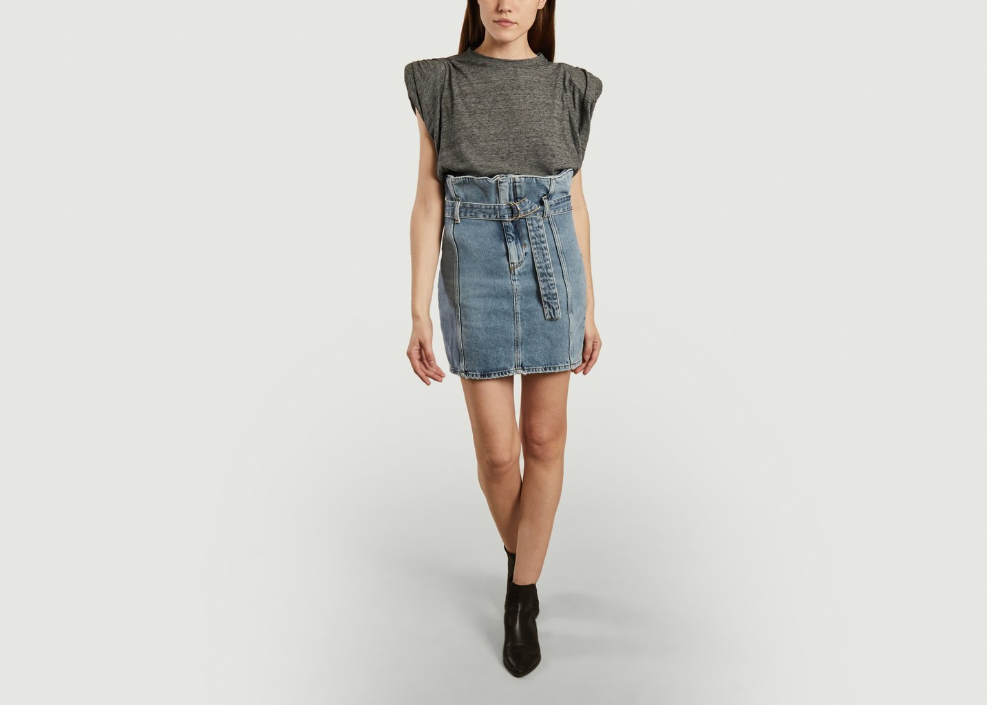 L'exception Jupe Courte Ceinturée En Jean Melay Denim IRO Paris