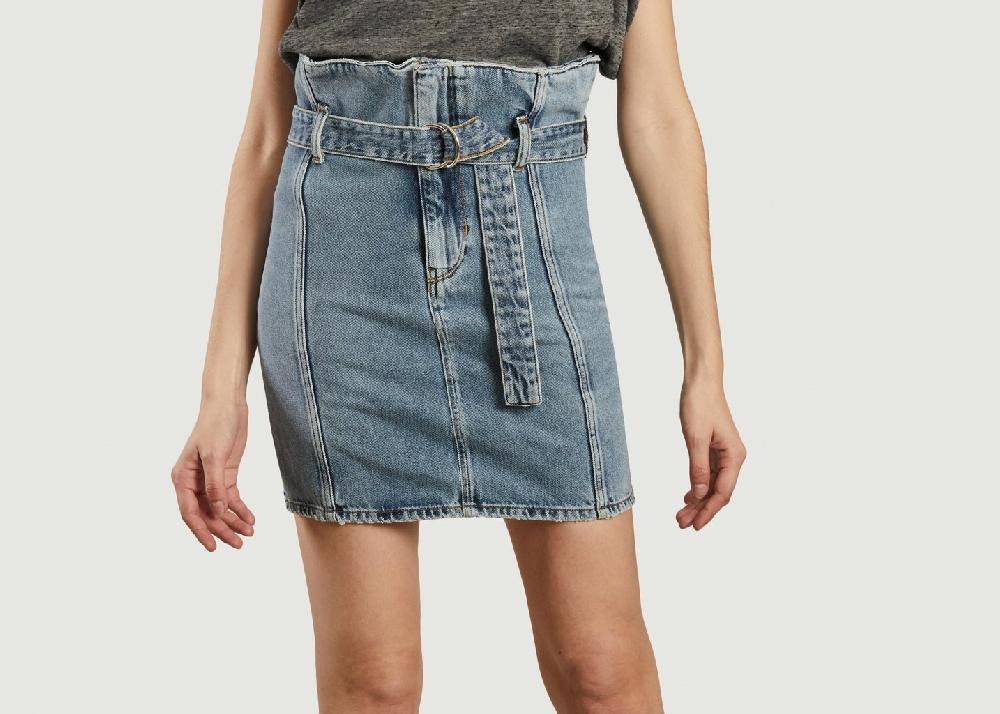 l'exception Jupe courte ceinturée en jean Melay Denim IRO Paris