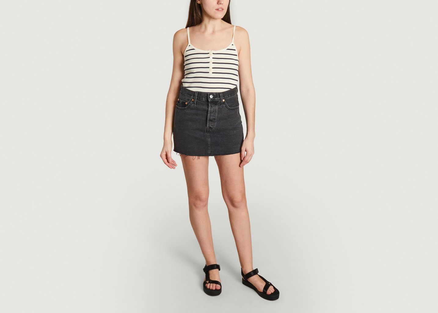 L'exception Jupe Courte En Denim Teinté Icon Noir Levi's Red Tab