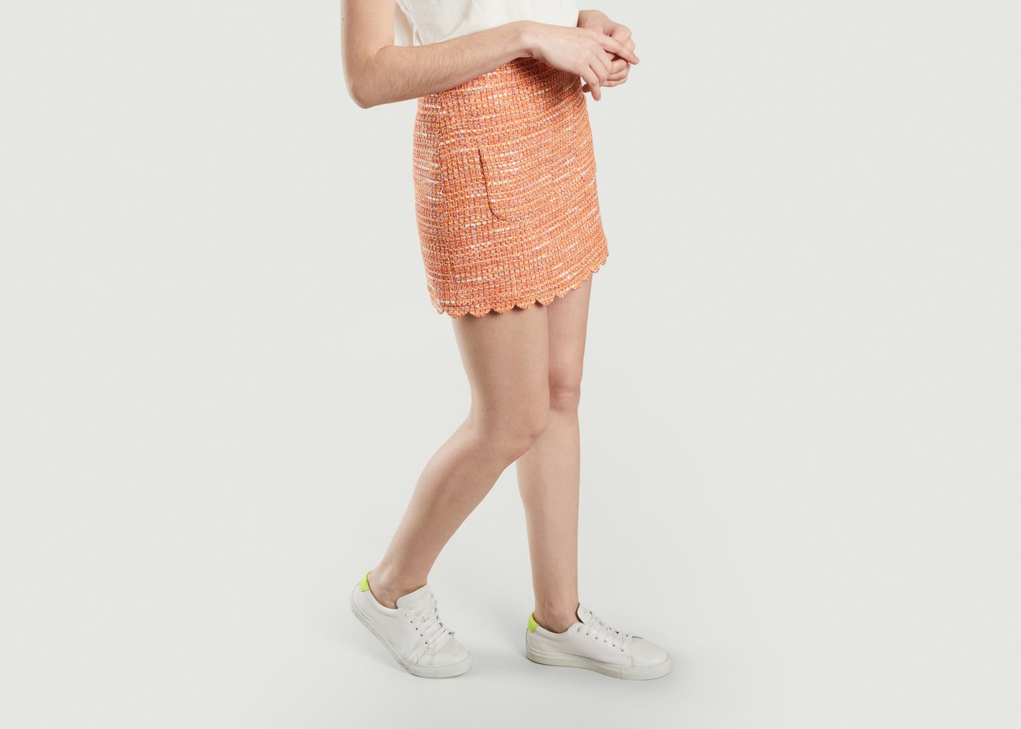 L'exception Jupe Courte En Tweed Jimoda Orange Maje