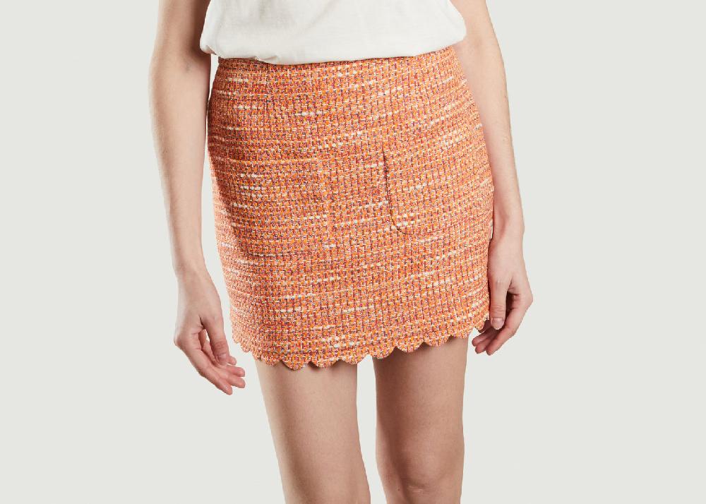 l'exception Jupe courte en tweed Jimoda Orange Maje