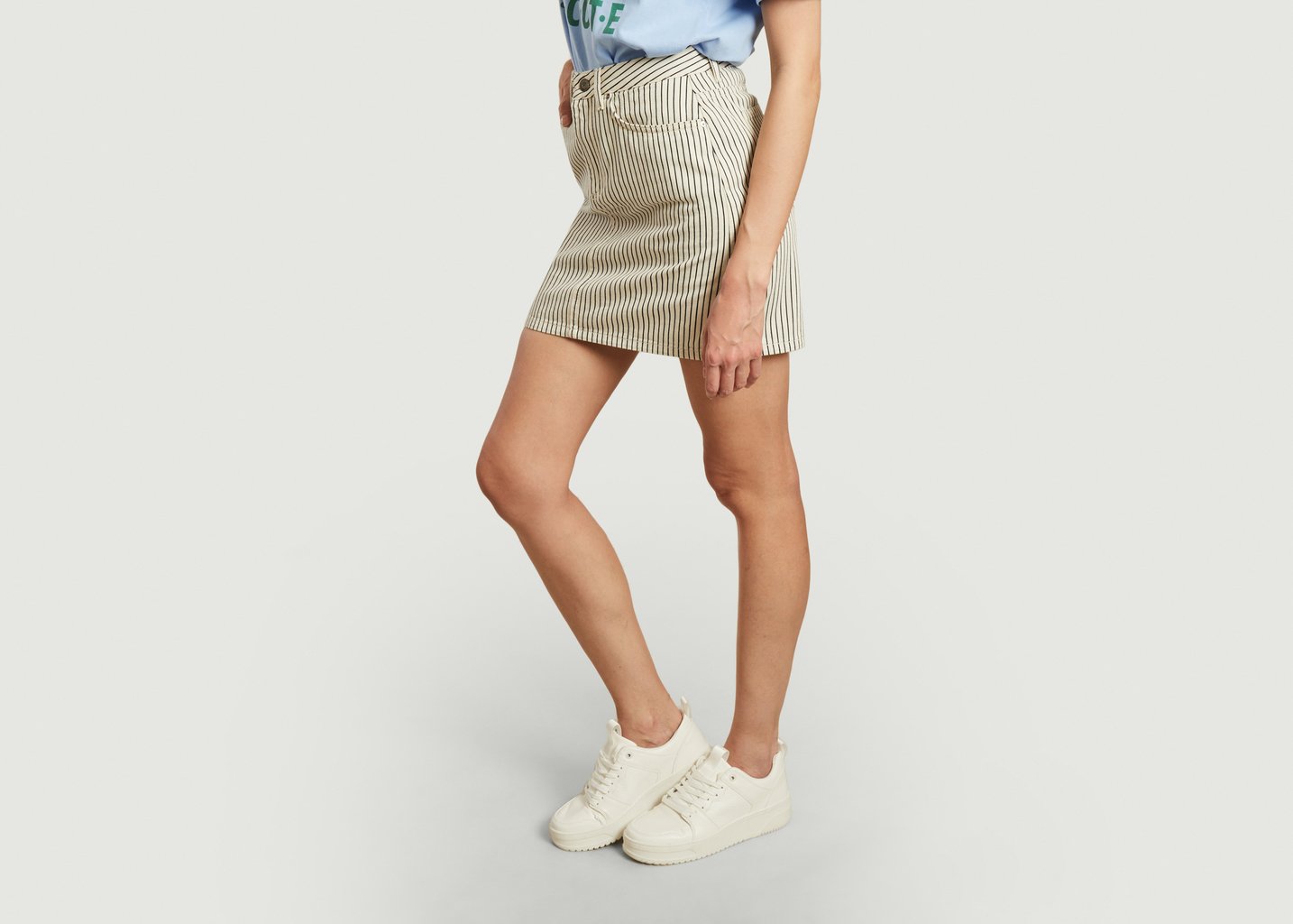 L'exception Jupe Courte Rayée En Toile De Coton Blanc Lacoste