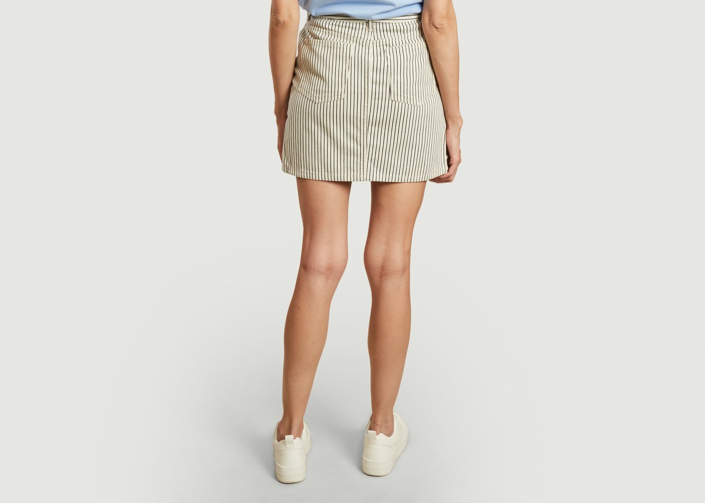 L'exception Jupe Courte Rayée En Toile De Coton Blanc Lacoste
