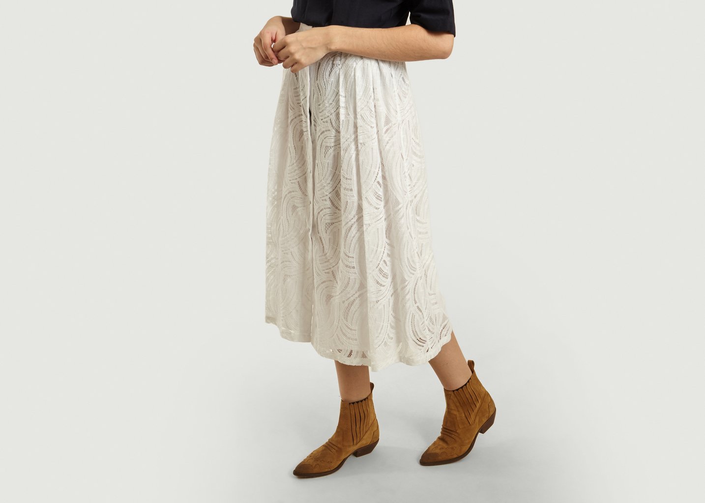 L'exception Jupe Longue Brodée Mendes Blanc Roseanna
