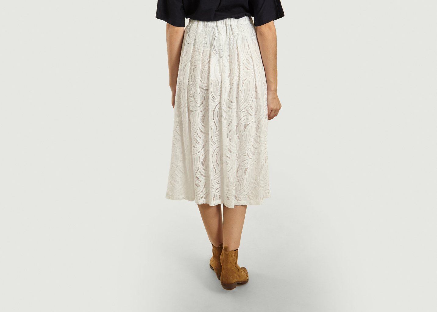 L'exception Jupe Longue Brodée Mendes Blanc Roseanna