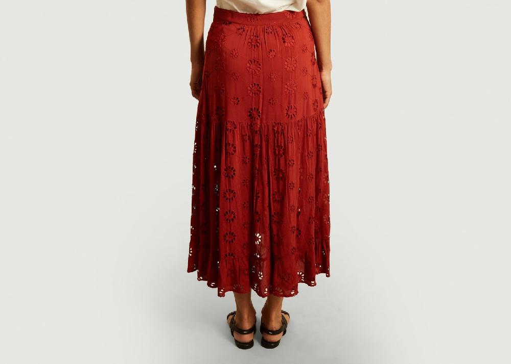 L'exception Jupe Longue En Broderie Anglaise Juponnée Rouge La Petite Française